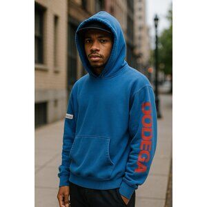 Bodega Hidden In Plain Sight Streetwear Blue Hoodie Spellout Mens Large Cotton